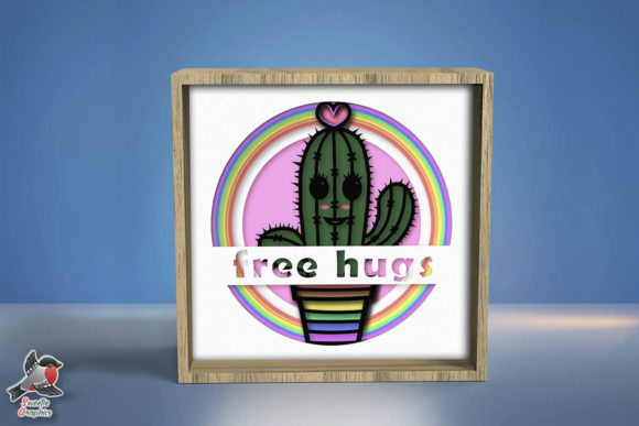 3D Cactus Hugs SVG: A Cozy Touch for Shadow Box Designs