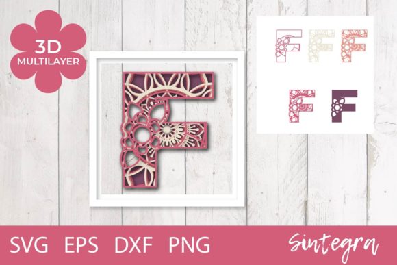 3D Floral Letter F Mandala Layer SVG for Brand Storytelling and Marketing Impact