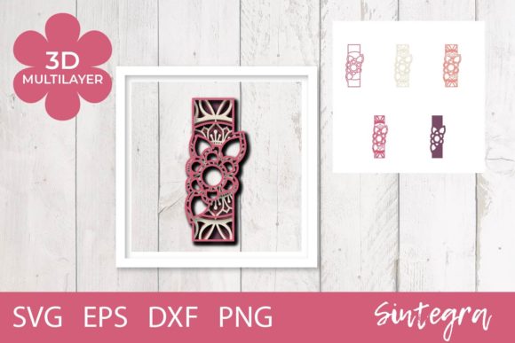 3D Floral Letter I Mandala Layer SVG for Creative Blog Design