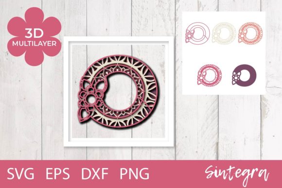 3D Floral Letter O Mandala Layer SVG for Modern Branding and Marketing