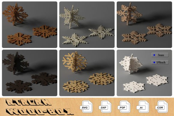 3D Standing Wooden Snowflakes Bundle 283 – Christmas Magic in 3D SVG