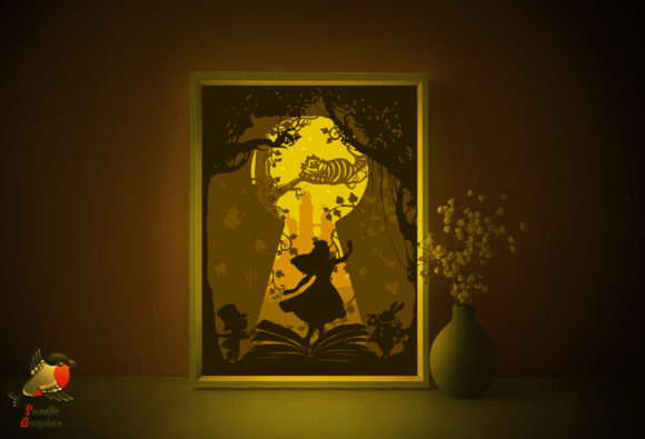 Alice in Wonderland Light Box Template: 3D SVG Shadow Boxes