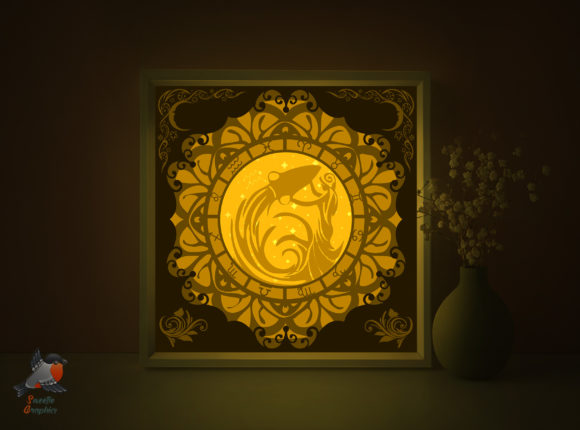 Aquarius Shadow Box Template: 3D SVG Design for Unique Blog Visuals