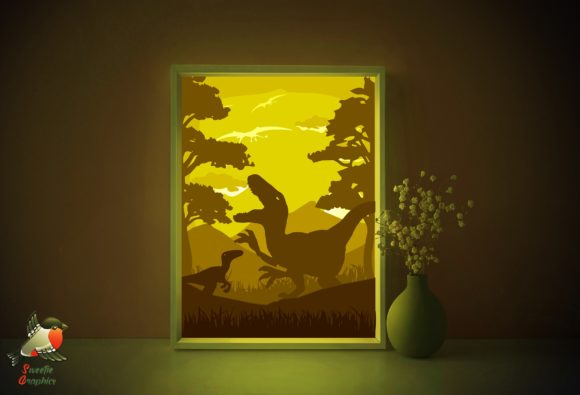 Dinosaur T-rex Light Box Template SVG