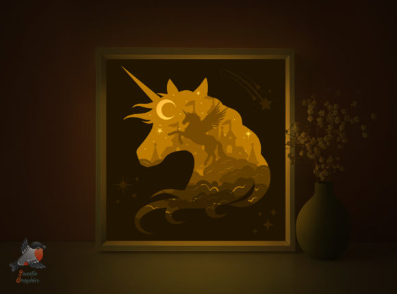 Fairytale Unicorn Lightbox Template: A 3D SVG Shadow Box for Whimsical Web Design