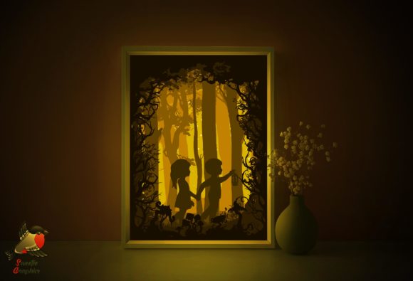 Gretel and Hansel Shadow Box Template: A 3D SVG Design for Cozy Editorial Visuals