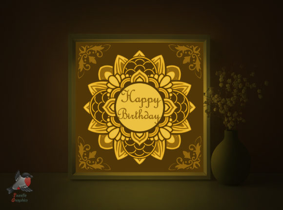 Happy Birthday Gift Shadow Box Template: 3D SVG Design for Cozy Brand Campaigns