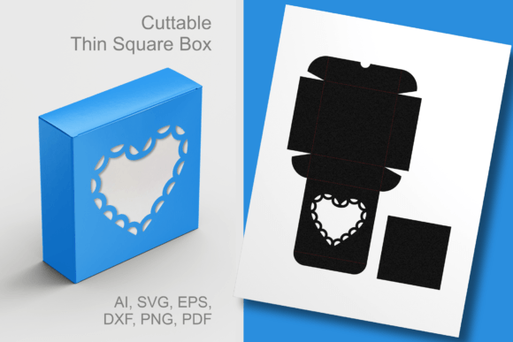 Heart Window Square Box Template: A Versatile 3D SVG for Gift Boxes & Handmade Packaging