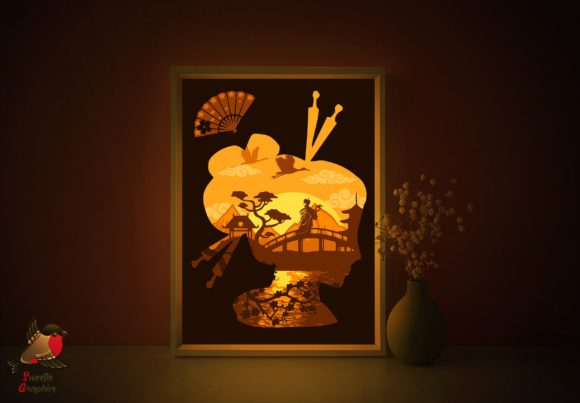 Japanese Sakura Landscape Light Box: A 3D SVG Shadow Box with Mood & Craft