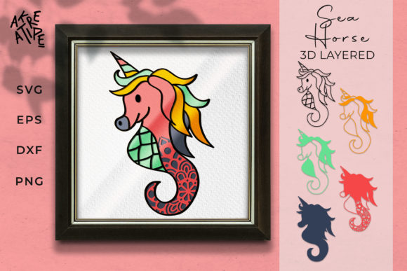 Layered Seahorse SVG for Shadow Boxes & 3D SVG Projects