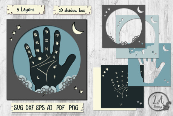 Mystical Palmistry 3D SVG Shadow Box for Creative Sellers