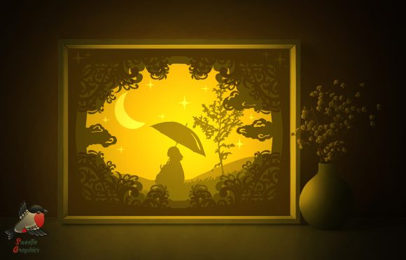 Night Sky Anime Girl Light Box Template