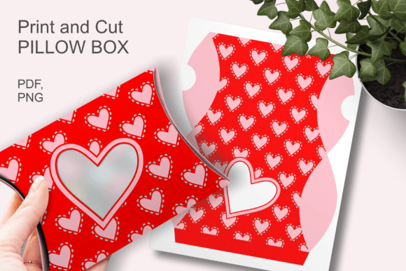 Red Valentine Hearts Window Pillow Box: A 3D SVG Gift Boxes Design for Romantic Branding
