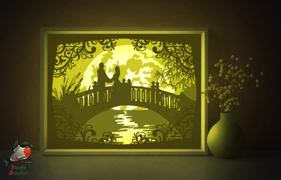Romantic Love Moon 3D SVG Light Box for Shadow Boxes & Digital Crafts