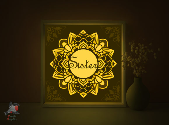 Sister Gift Shadow Box Template: 3D SVG for Cozy Branding & Visual Content