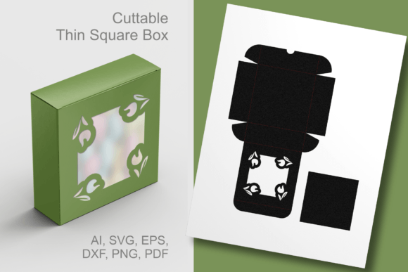 Spring Tulips Frame Window Square Box – A 3D SVG Shape for Seasonal Branding and Packaging