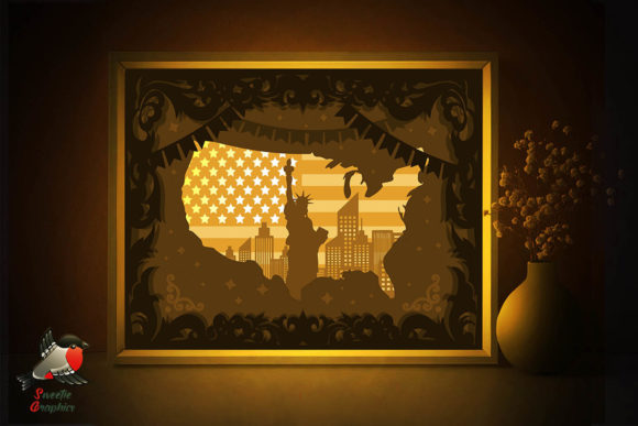 USA Flag Lightbox Template: A 3D SVG Shadow Box Design for Warm, Visual Content Publishing