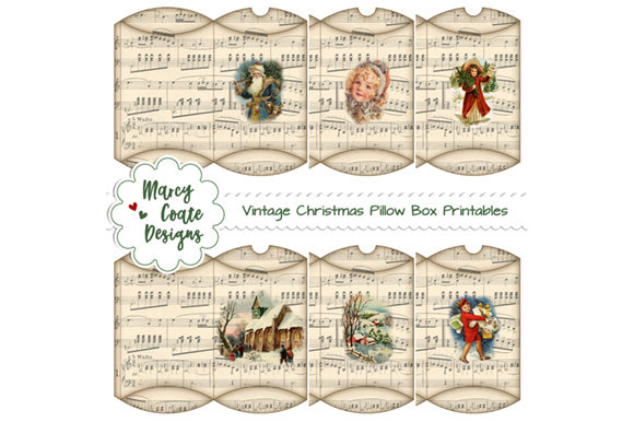 Vintage Christmas Pillow Boxes Printable: A 3D SVG Gift Box Design for Festive Content