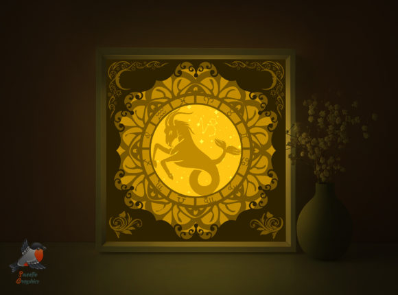 Zodiac Capricorn 3D SVG Shadow Box for Cozy Craft Creations