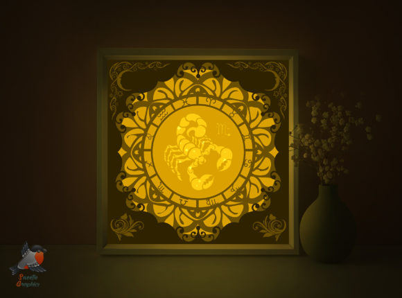 Zodiac Scorpio Shadow Box 3D SVG Template