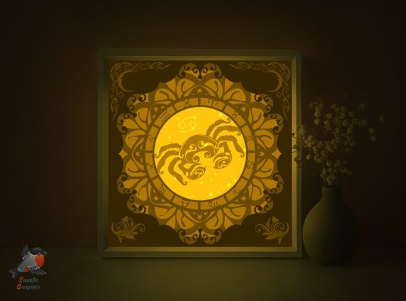 Zodiac Sign Cancer Shadow Box Template Adds Dimension to 3D SVG Designs