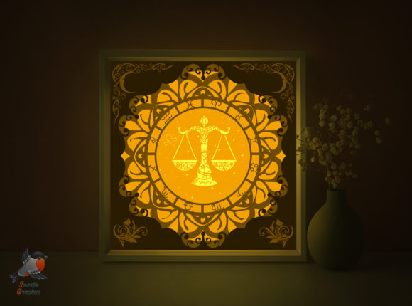 Zodiac Sign Libra Shadow Template: A 3D SVG Design for Elegant Branding and Cozy Packaging