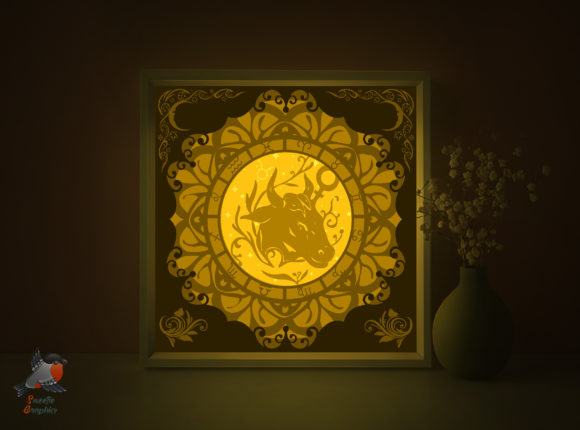 Zodiac Signs Taurus Shadow Box Template