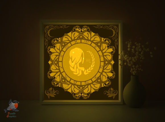 Zodiac Signs Virgo Shadow Box Template – 3D SVG for Cozy Lightbox Creations